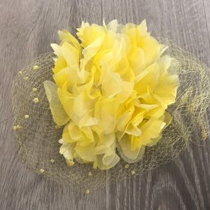 Vintage Yellow Floral Fascinator w/ Mesh